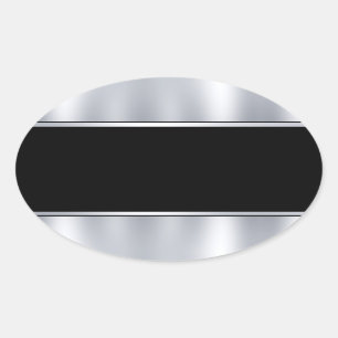 Sticker Ovale Personnaliser modèle vierge Faux argent noir