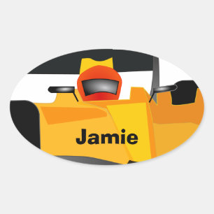 Sticker Ovale Personnaliser Race Car Cadeaux de fête d'anniversa