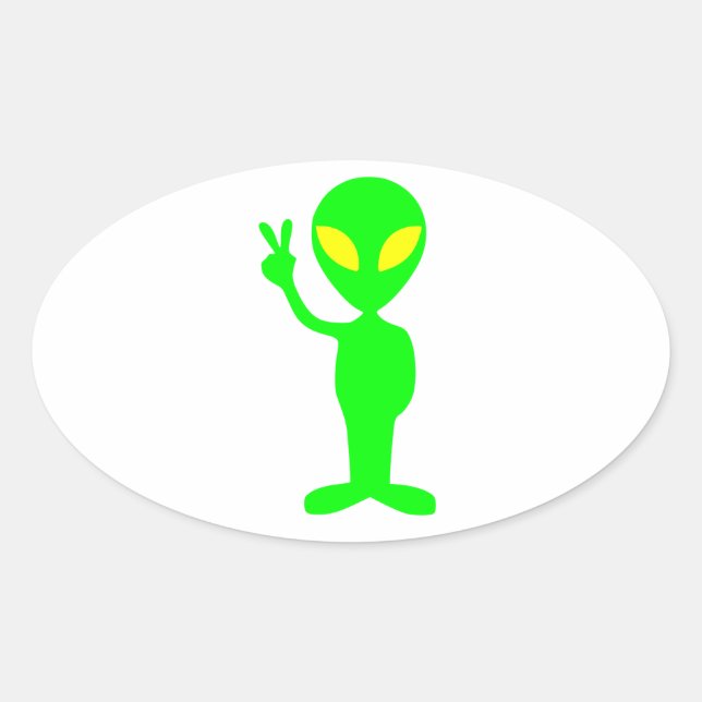 Sticker Ovale Petit Alien vert (Devant)