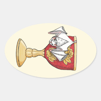 Sticker Ovale Petit chauve-souris blanche