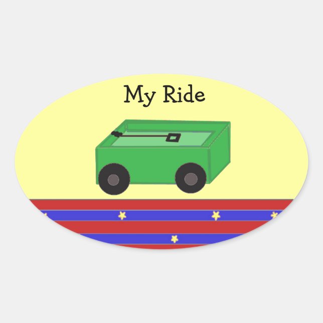 Sticker Ovale Petit Wagon Vert (Devant)