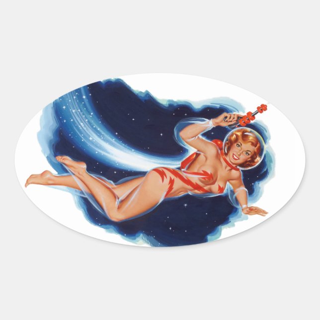 Sticker Ovale Petite fille spatiale (Devant)