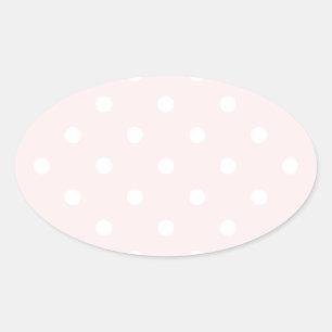 Sticker Ovale Petits Pois - Blanc sur rose pâle