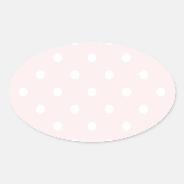 Sticker Ovale Petits Pois - Blanc sur rose pâle (Devant)