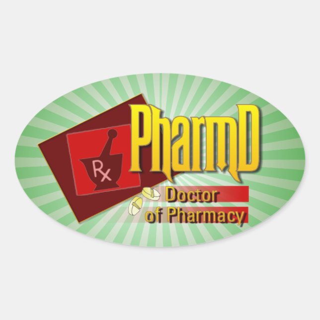 Sticker Ovale PharmD Doctor of Pharmacy (Devant)