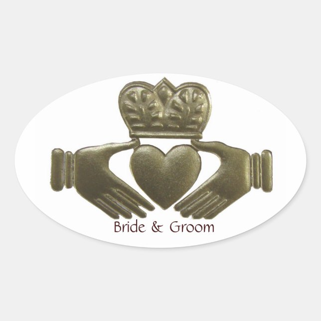 Sticker Ovale Phoques Mariages irlandais Claddagh Oval Gold (Devant)