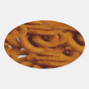 Sticker Ovale Photographie d'or frite d'anneaux d'oignon