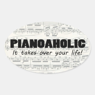 Sticker ovale Pianoaholic Life