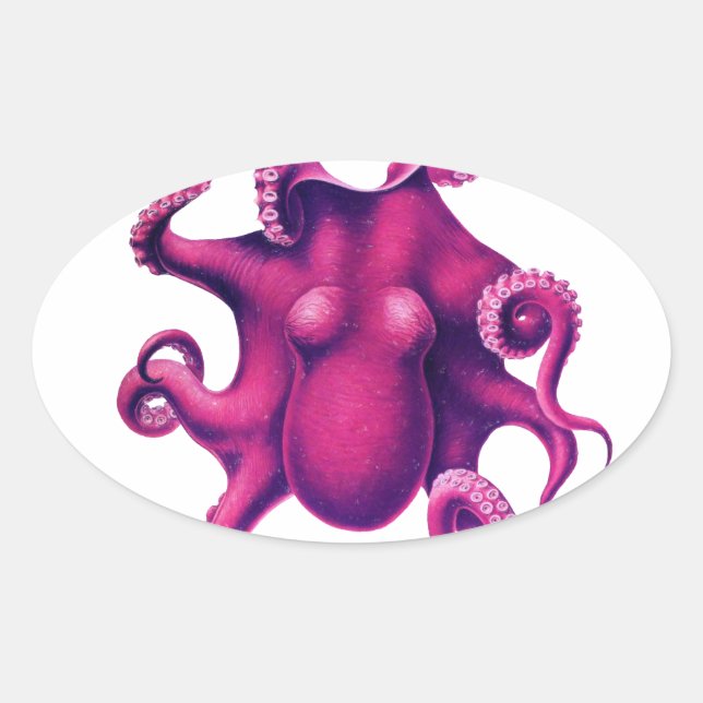 Sticker Ovale Pieuvre de la fille Crimson (Devant)