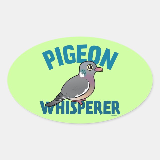 Sticker Ovale Pigeon Whisperer (Devant)