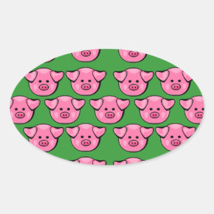 Sticker Ovale Piggies roses mignonnes
