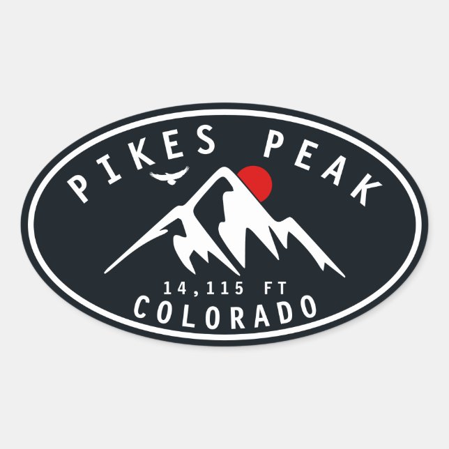 Sticker Ovale Pikes Peak Colorado Mountain Camping Randonnée (Devant)