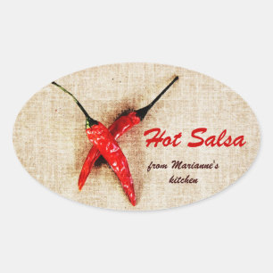 Sticker Ovale piment rustique sauce salsa chaude