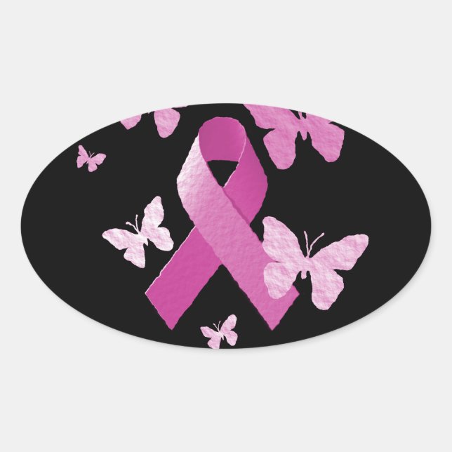Sticker Ovale Pink Aware Ribbon (Devant)