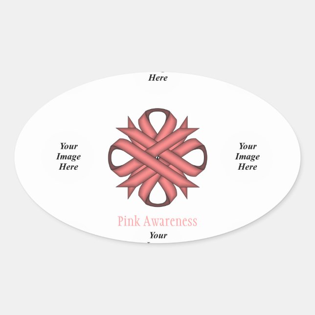 Sticker Ovale Pink Clover Ribbon (Devant)