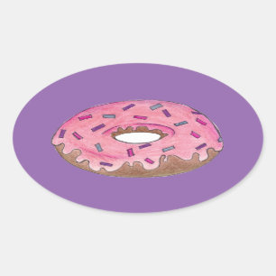 Sticker Ovale Pink Purple Donut Doughnut Sprinkies de malbouffe