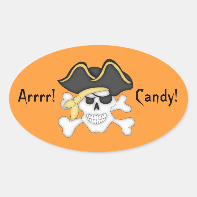 Sticker Ovale Pirate Halloween Goody Sac (Devant)