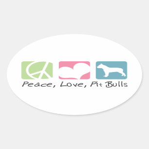 Sticker Ovale Pitbulls d'amour de paix