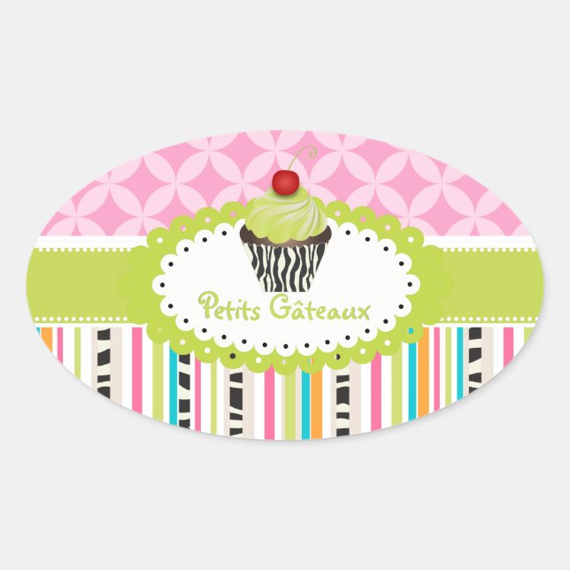 Sticker Ovale PixDezines keylime tourne cupcake/do-it-yourself c (Devant)