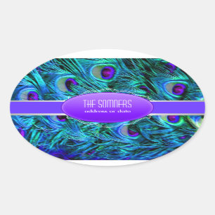 Sticker Ovale PixDezines plumes de paon