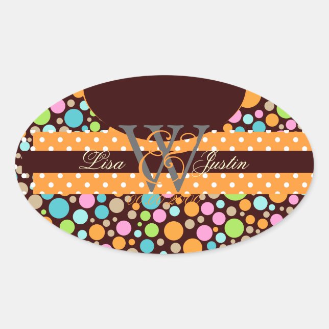 Sticker Ovale PIxDezines Sorbet Dots/do-it-yourself couleur arri (Devant)