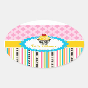 Sticker Ovale PixDezines tourbillons citron cupcake/do-it-yourse