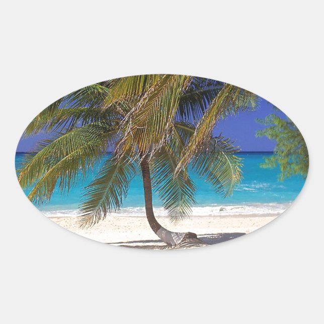 Sticker Ovale Plage de Seven Mile Grand Cayman (Devant)