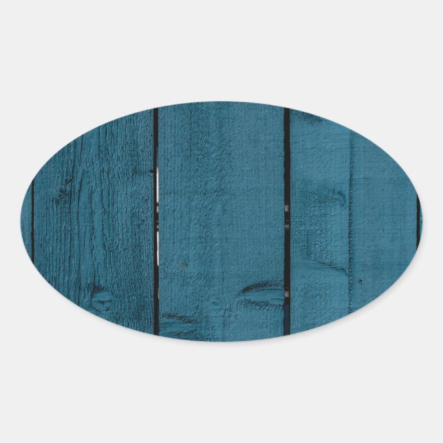 Sticker Ovale Planches de bois peint en bleu (Devant)