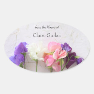 Sticker Ovale Plaque-livre de pois doux frais