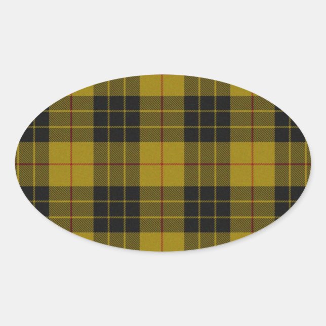 Sticker Ovale Plaque noire jaune tartan MacLeod (Devant)