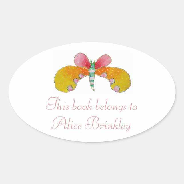 Sticker Ovale Plaque papillon (Devant)