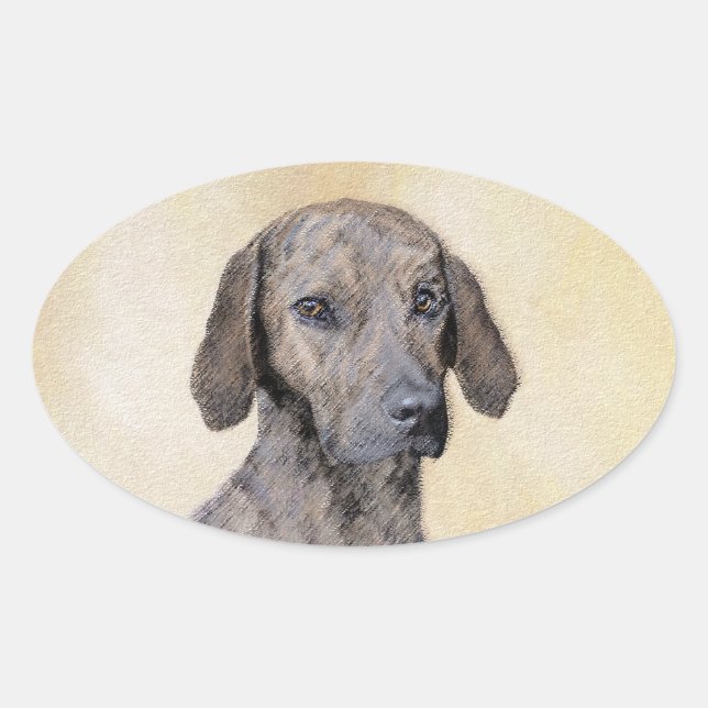 Sticker Ovale Plott Peinture - Cute Original Chien Art (Devant)