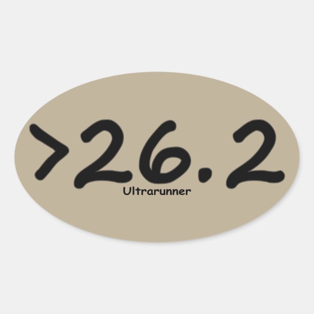 Sticker Ovale Plus de 26,2 Ultrarunner (4)autocollants brun (Devant)