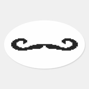 Sticker Ovale Poignée de 8 bits Pixel Moustache