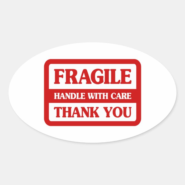 Sticker Ovale Poignée Fragile Avec Soin (Devant)