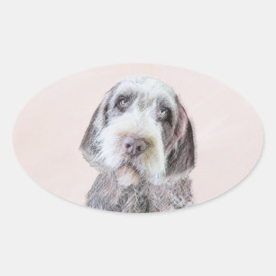 Sticker Ovale Pointing à poils durs Peinture Griffon - Art Chien