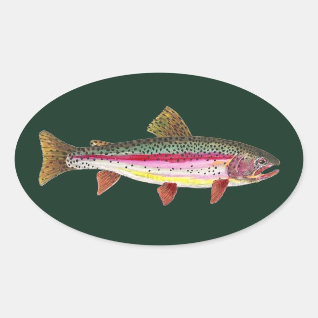 Sticker Ovale Poisson de truite arc-en-ciel (Devant)