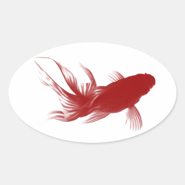 Sticker Ovale Poisson rouge Ryukin (Devant)