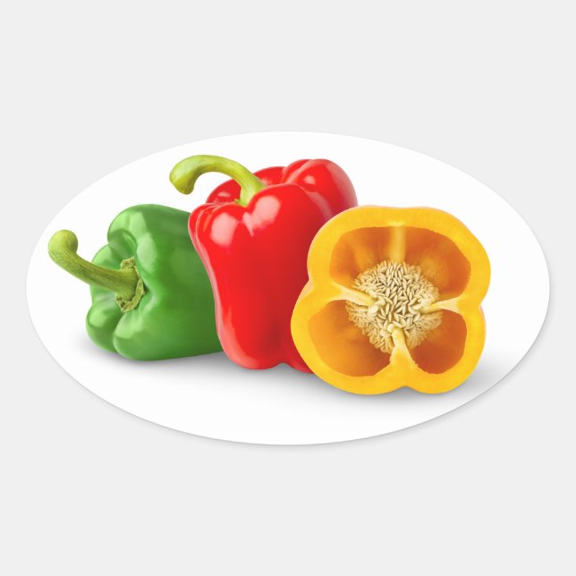 Sticker Ovale Poivrons colorés (Devant)
