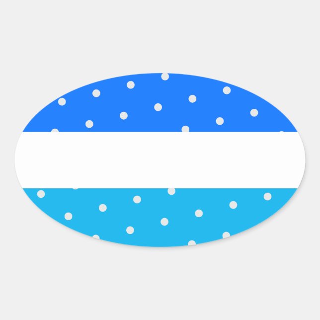 Sticker Ovale Polka Lumineuse Dotée De Deux Tons Bleu Blancs (Devant)
