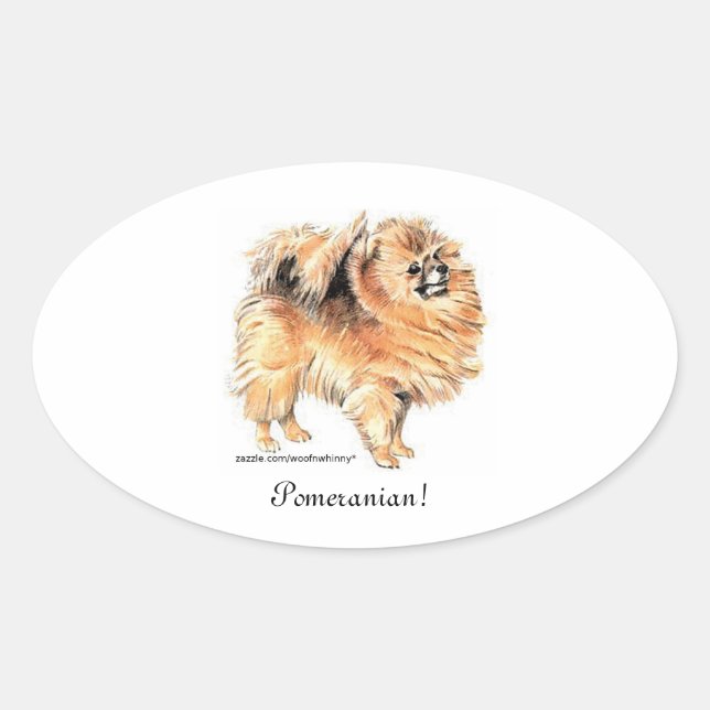 Sticker Ovale Poméranien ! (Devant)