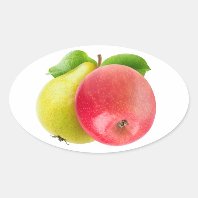 Sticker Ovale Pommes et poires (Devant)