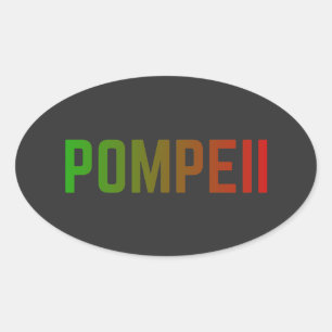 Sticker Ovale Pompéi Italie Design Typographique Minimaliste