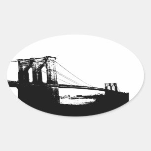 Sticker Ovale Pont vintage Brooklyn