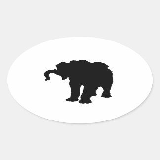Sticker Ovale Pop Art Baby Elephant Silhouette