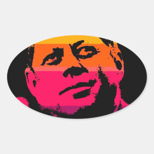 Sticker Ovale Pop Art Jack JFK John F. Kennedy