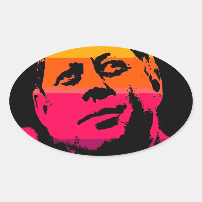 Sticker Ovale Pop Art Jack JFK John F. Kennedy (Devant)