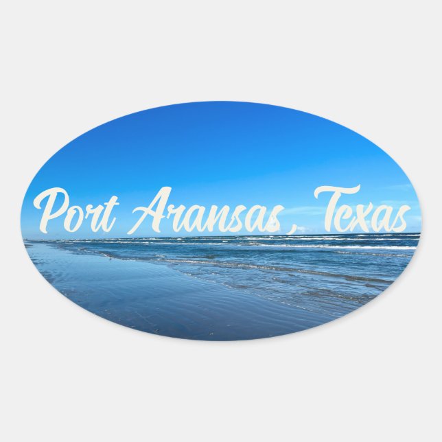 Sticker Ovale Port Aransas Texas Coast Ocean Waves Photographie (Devant)