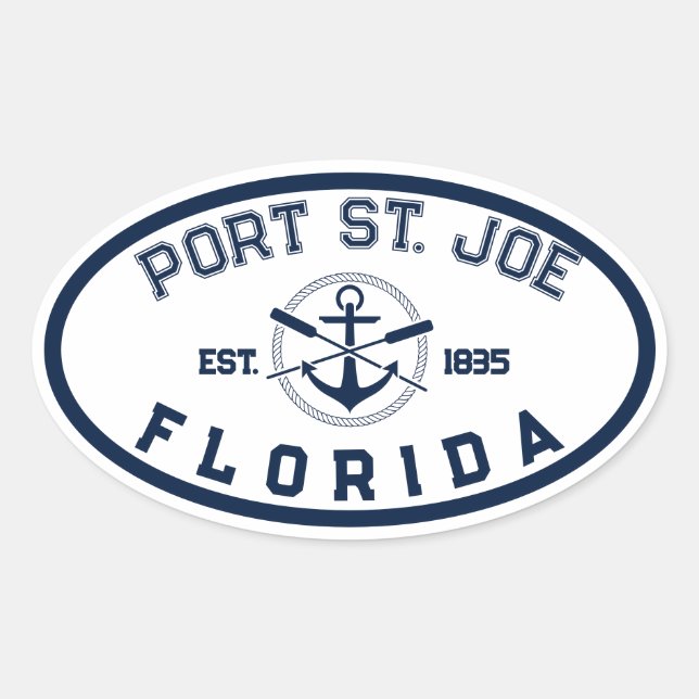 Sticker Ovale Port St. Joe Plages Floride Marine Oars Ancre (Devant)