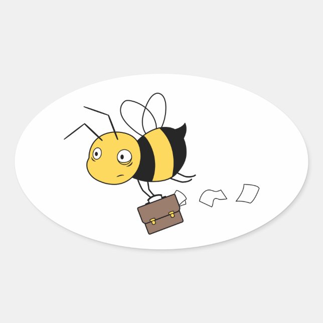 Sticker Ovale Porte-documents Tired Stress Bee Holding (Devant)